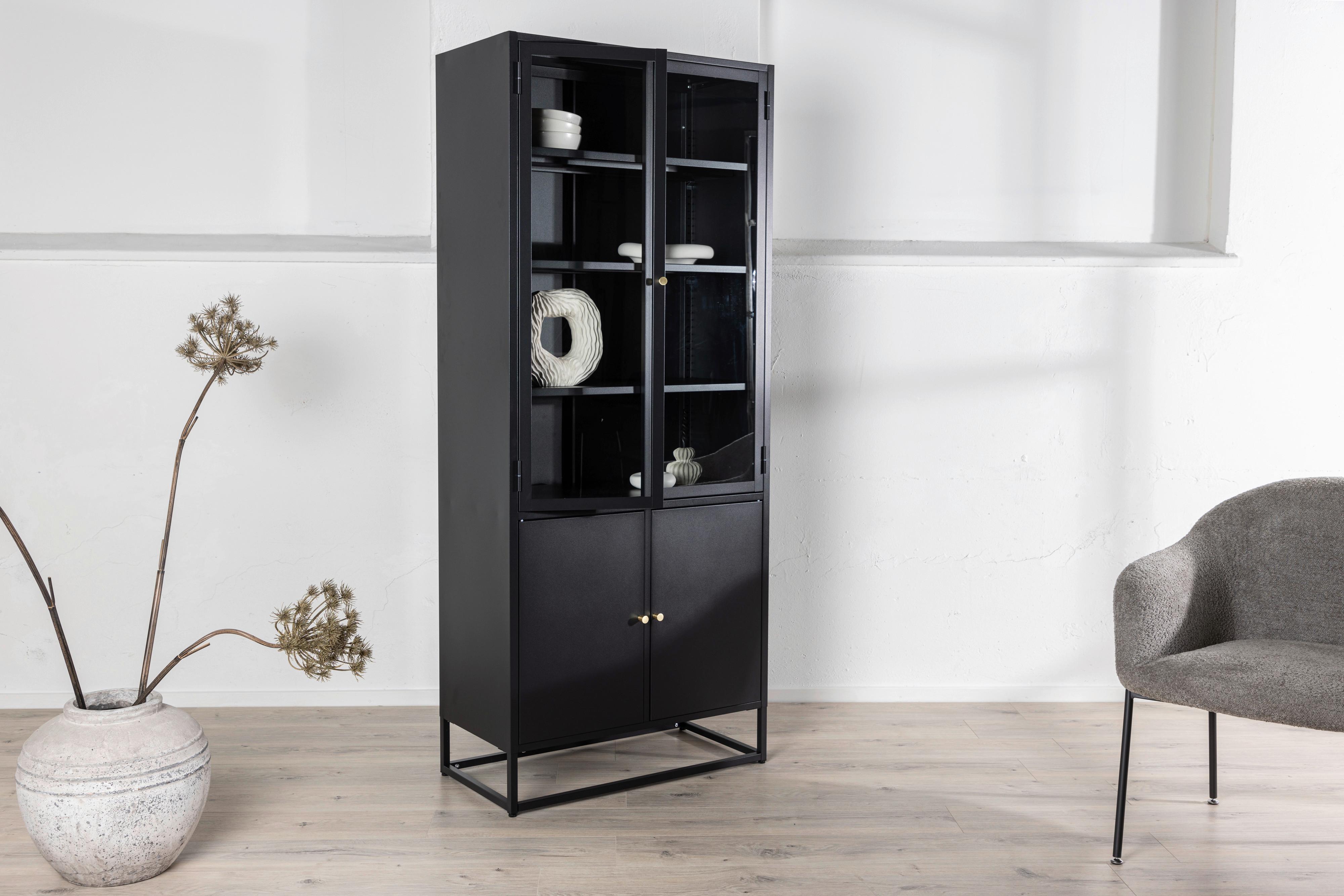VITRINE BAKAL Metall, Glas Livetastic Möbel > Schränke > Vitrinen Schwarz