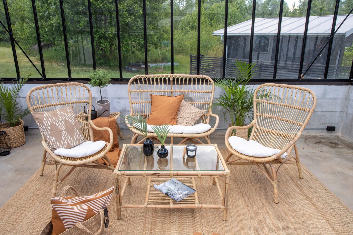 Loungegarnitur Ella Rattan Braun Holz Gardenson Garten & Outdoor > Loungemöbel > Loungegarnituren Braun