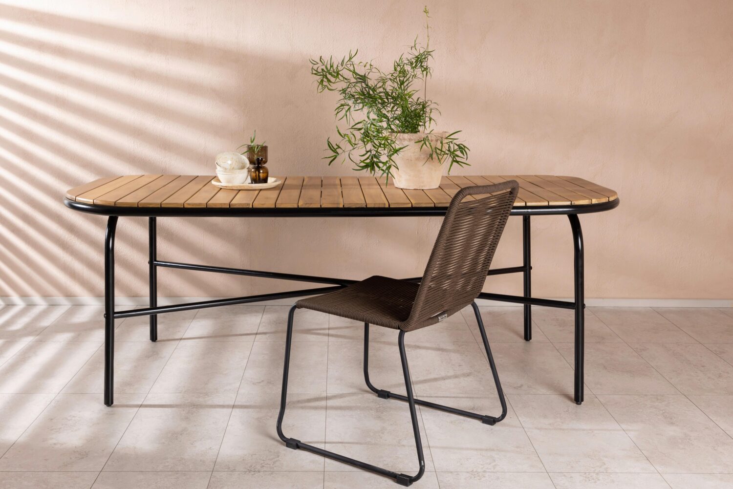 Gartentisch Holmbeck ca. 200x90x75cm Schwarz/Akazie Holz, Metall Gardenson Garten & Outdoor > Gartenmöbel > Gartentische Schwarz