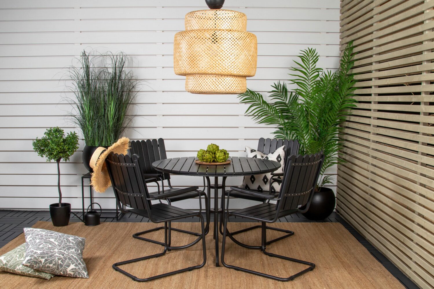 Gartentischgruppe Holmsund Schwarz Metall Gardenson Garten & Outdoor > Gartenmöbel > Gartenmöbel-Sets Schwarz