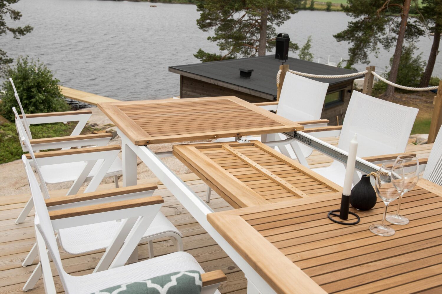 Stapelsessel-Set Mexico 2er Set ca. 57x87 cm Alu Weiß Holz Gardenson Garten & Outdoor > Gartenmöbel > Gartenstühle Weiß