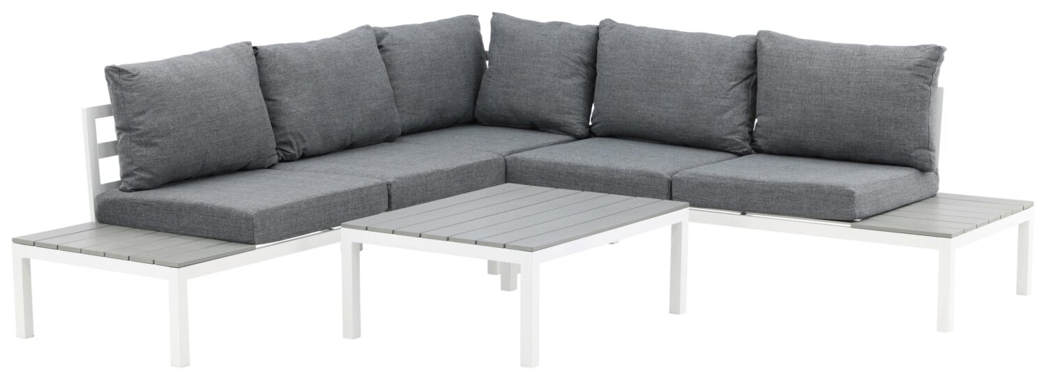 Loungegarnitur Odense ca. 133x167 cm Weiß Metall Gardenson Garten & Outdoor > Loungemöbel > Loungegarnituren Weiß