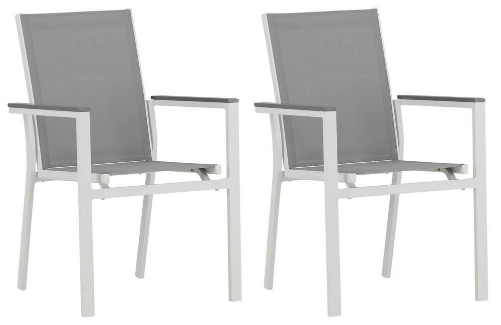 Gartenstuhl 2er-Set Parma ca. 57x90x60 cm Grau/Weiß Metall, Textil Gardenson Garten & Outdoor > Gartenmöbel > Gartenstühle Grau
