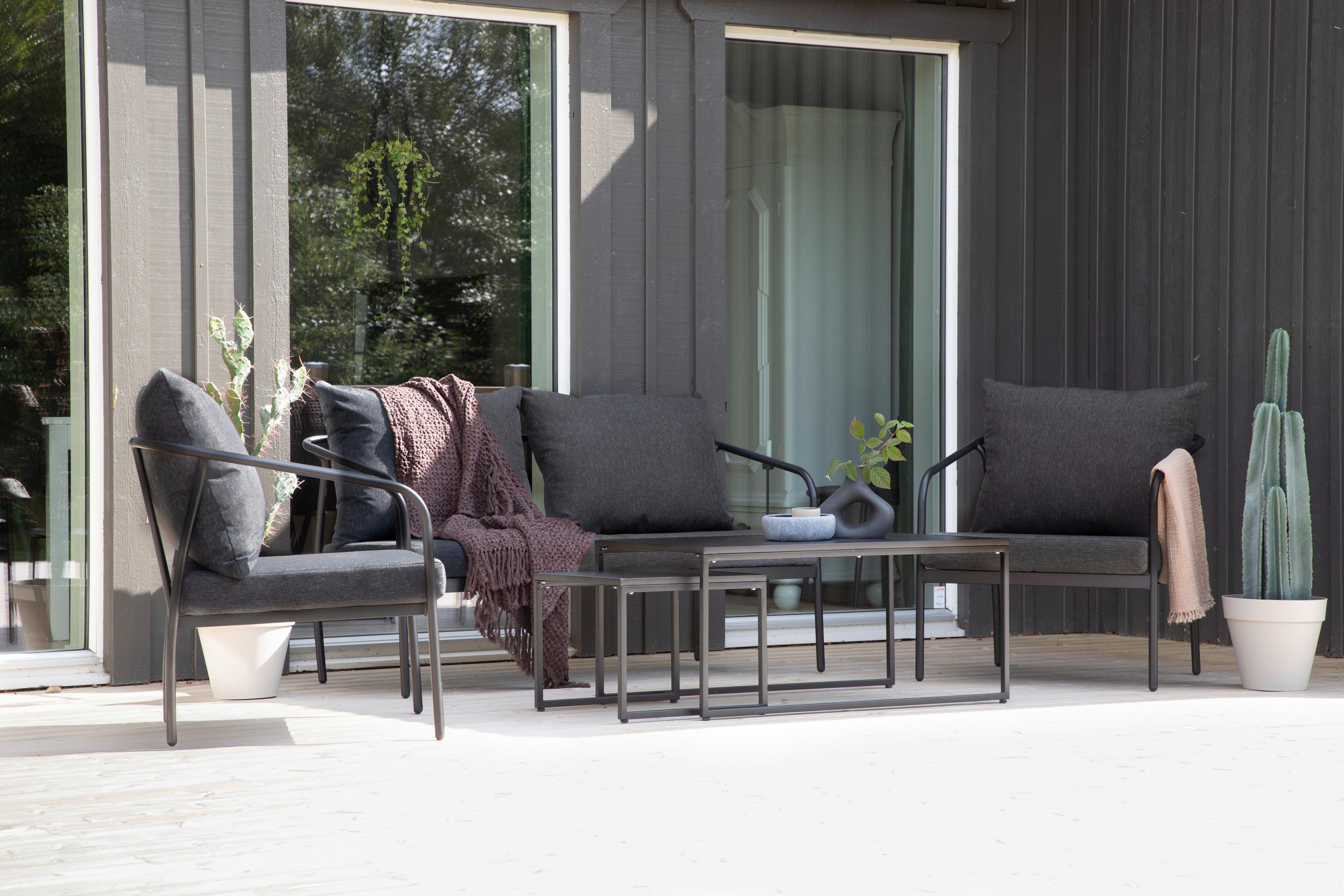 LOUNGEGARNITUR SOPOT Metall, Textil Gardenson Garten & Outdoor > Loungemöbel > Loungegarnituren Schwarz