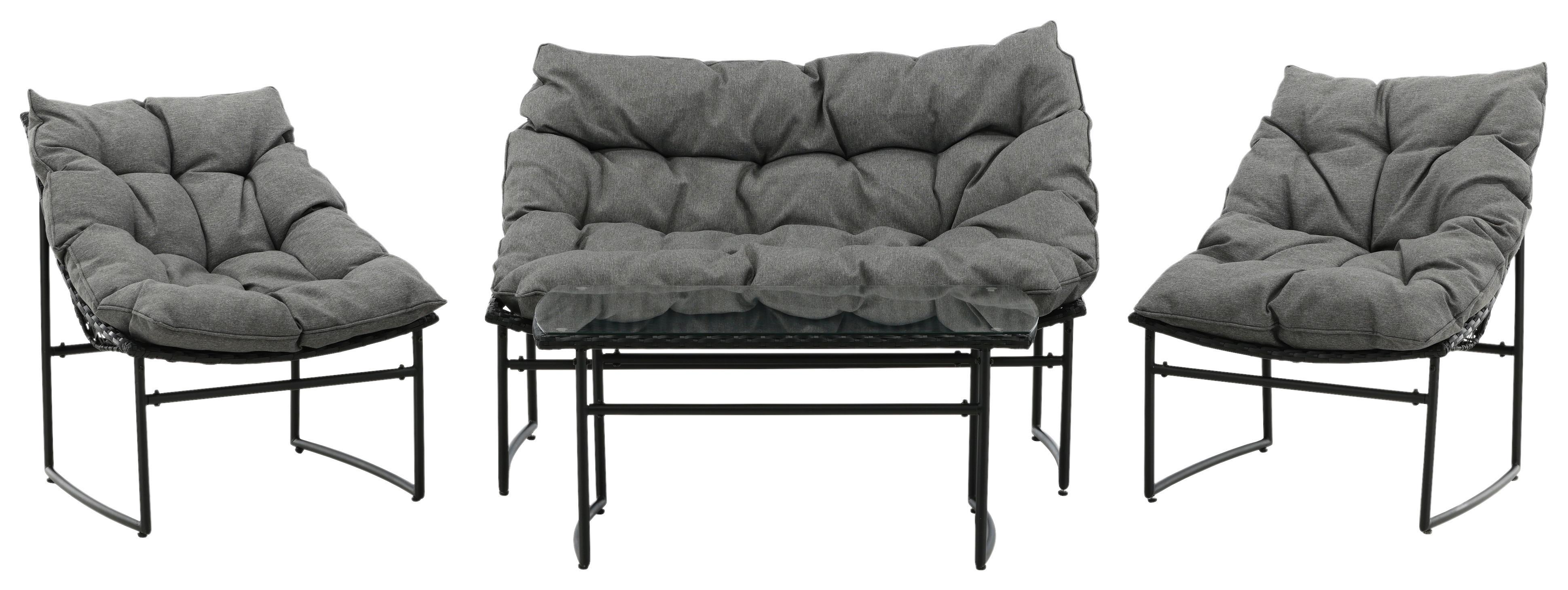 Wohnli Möbelsuche - Loungegarnitur Tina 4-tlg. Grau/Schwarz