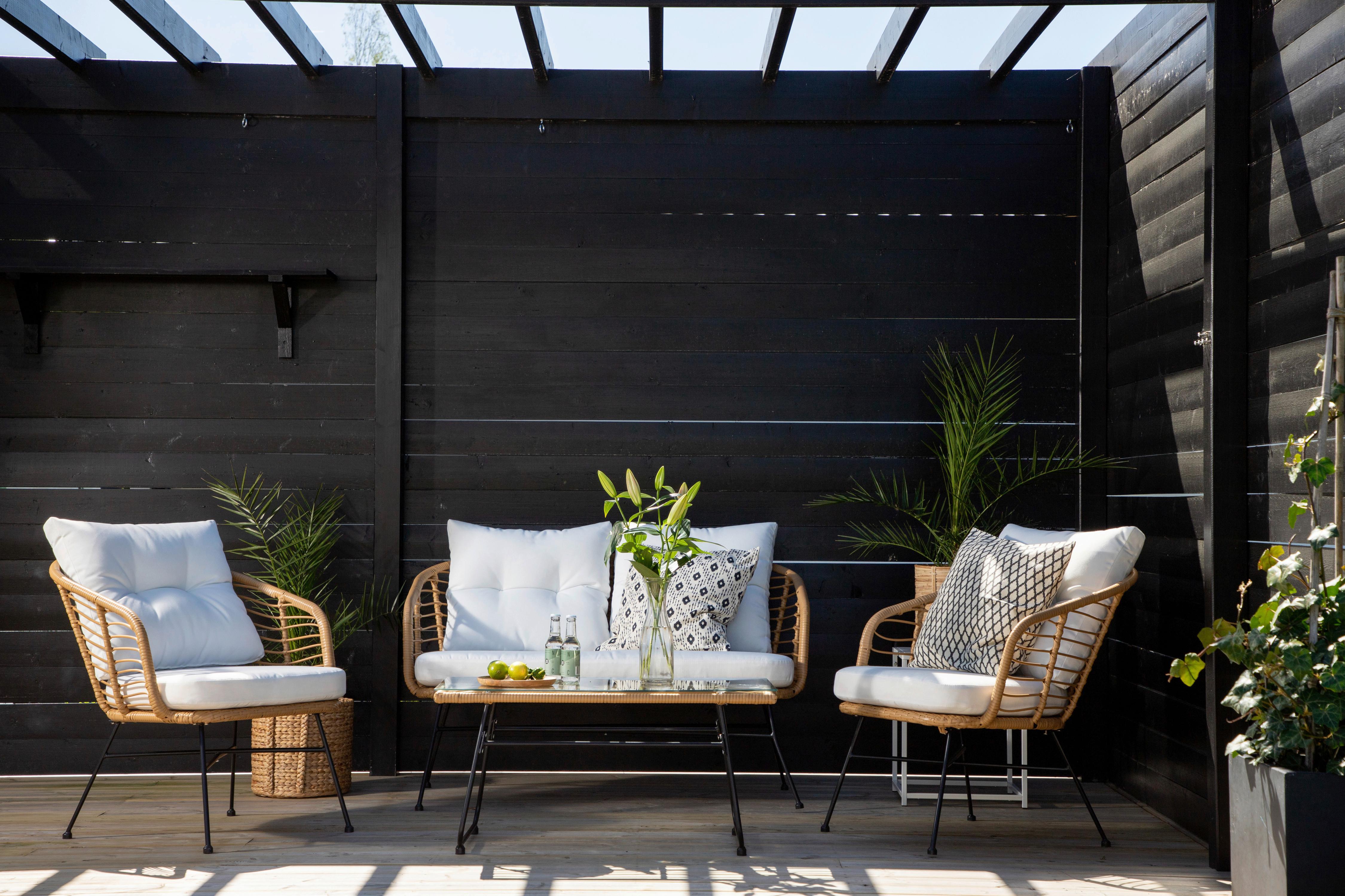 LOUNGEGARNITUR VIGA Metall, Kunststoff, Glas, Textil Gardenson Garten & Outdoor > Loungemöbel > Loungegarnituren Weiß