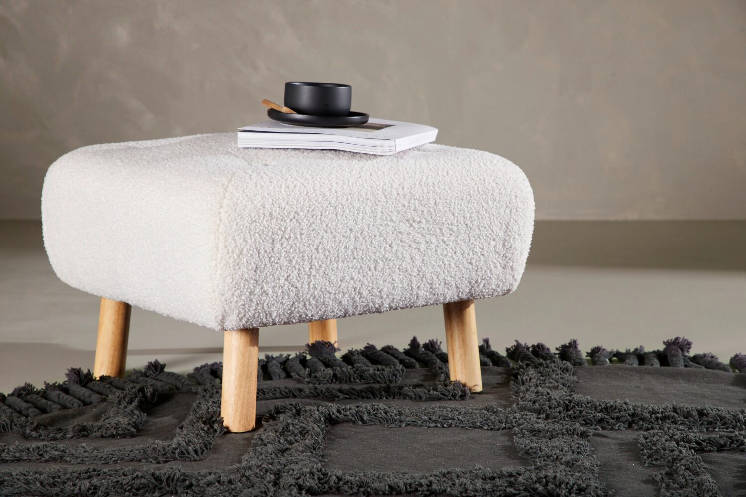 HOCKER SALINA Kunststoff, Textil Livetastic Wohnzimmermöbel Weiß