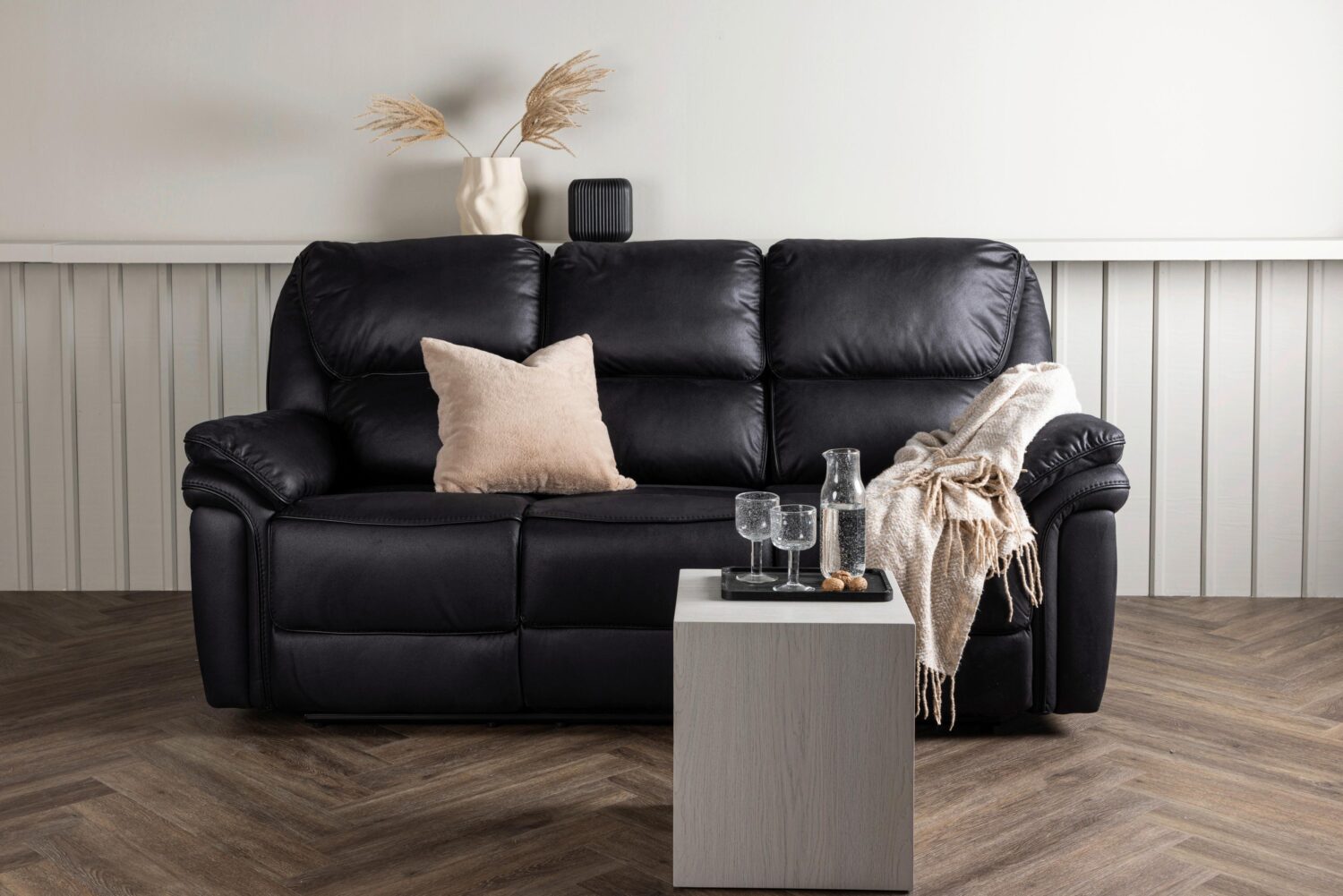 3-SITZER-SOFA SARANDA Kunststoff, Textil Livetastic Wohnzimmermöbel Schwarz