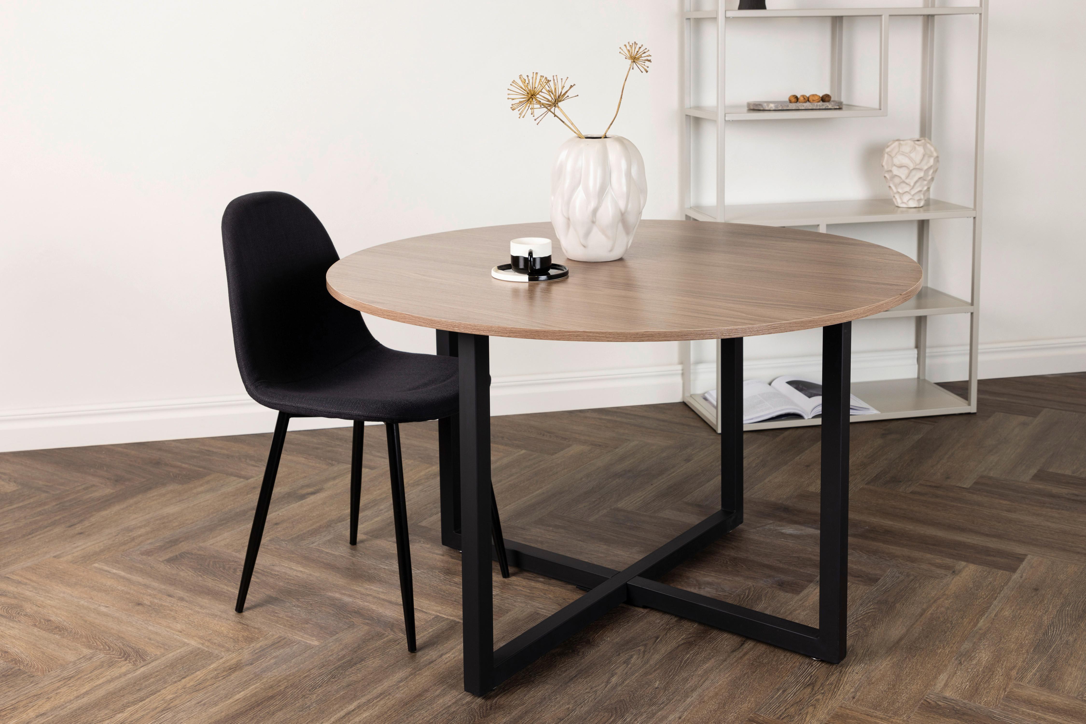 Esstisch Durango Walnussfarben/Schwarz Metall, Holzwerkstoff Livetastic Möbel > Tische > Esstische > Esstische rund Schwarz