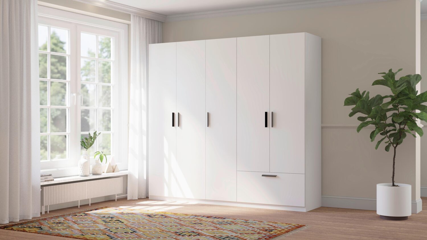 Drehtürenschrank Milos 5T1S Weiß Kunststoff Mömax Möbel > Schränke > Kleiderschränke > Drehtürenschränke Weiß