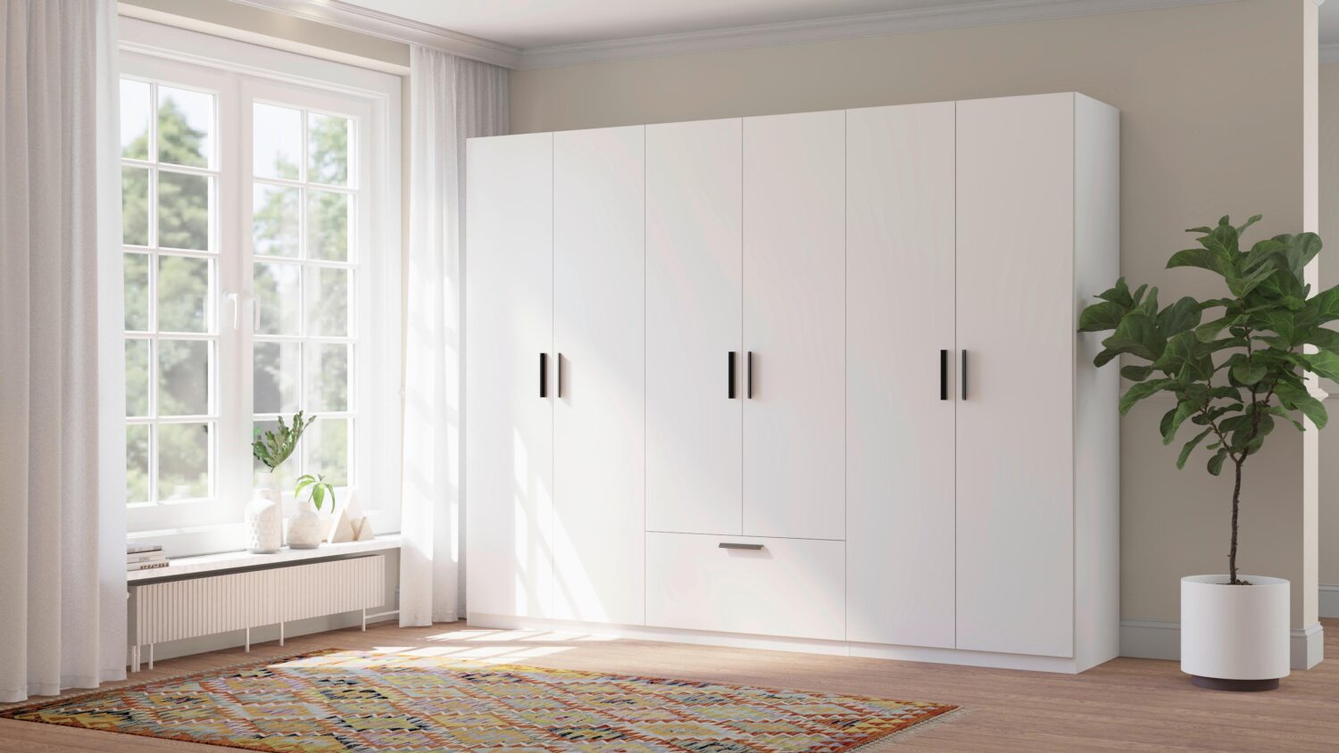 Drehtürenschrank Milos 6T1S Weiß Kunststoff Mömax Möbel > Schränke > Kleiderschränke > Drehtürenschränke Weiß