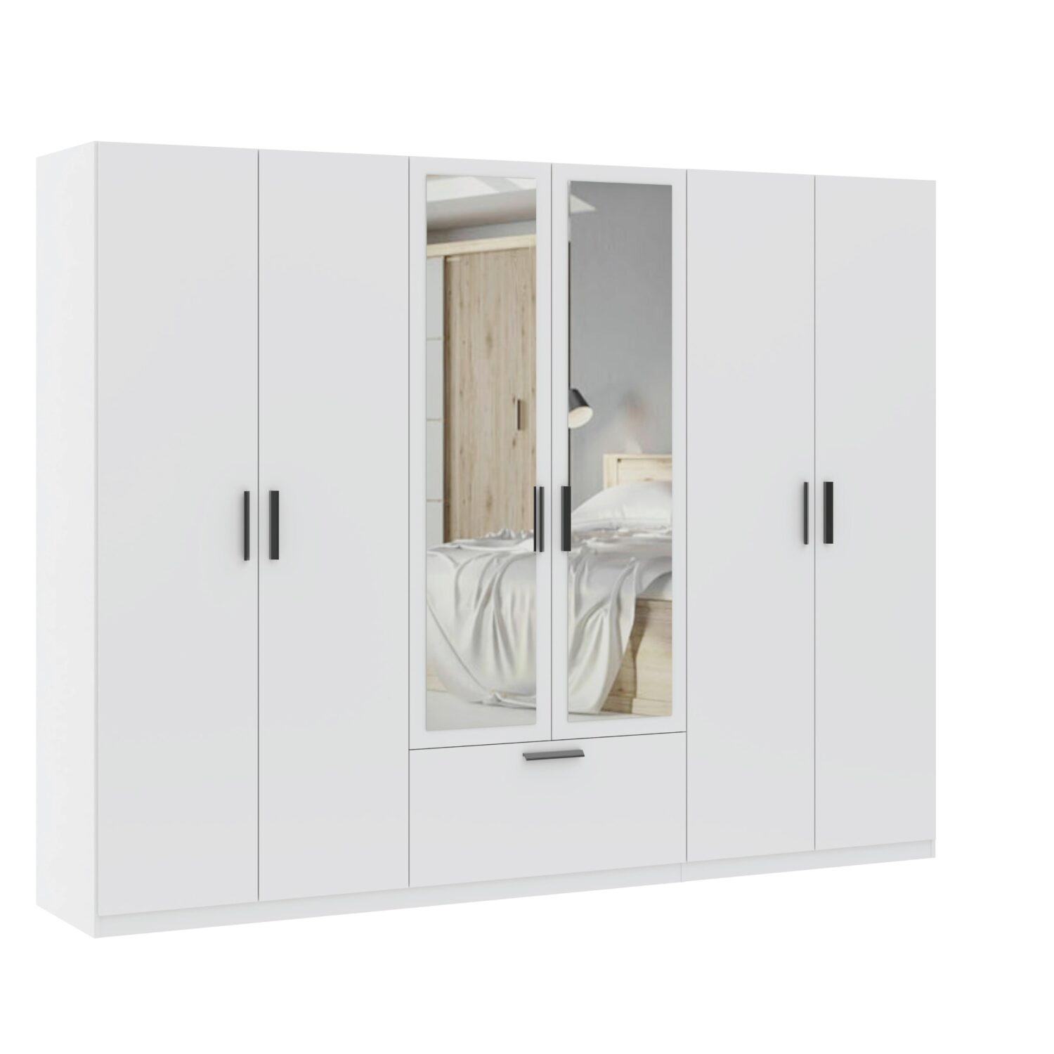 Wohnli Möbelsuche - Drehtürenschrank Milos 6T1S2S Weiß