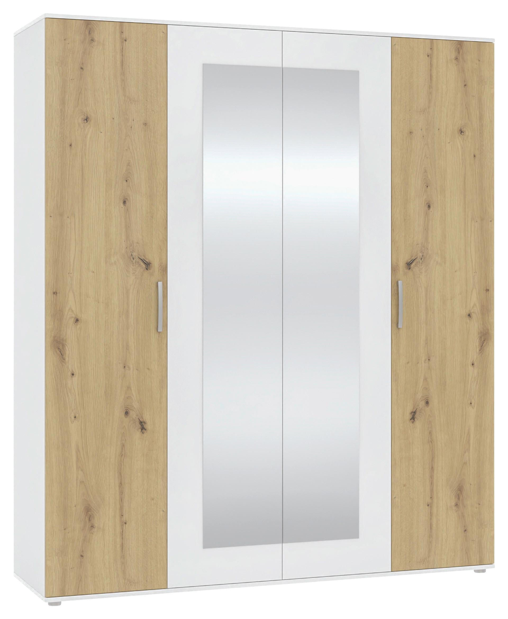 wohnli-moebel-suche-002647012001 Wohnli Möbelsuche - Drehtürenschrank Jan Weiß/Eiche Artisan