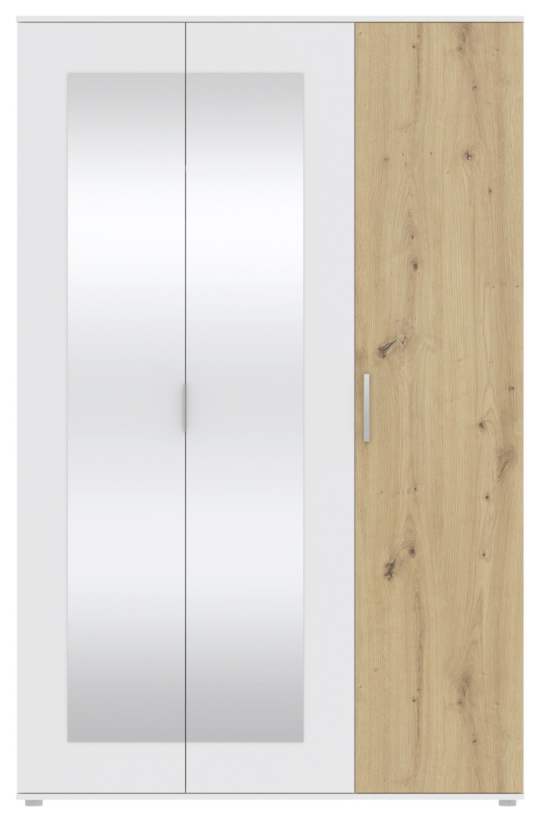 Drehtürenschrank Jan Weiß/Eiche Artisan Glas, Holzwerkstoff Mömax Möbel > Schränke > Kleiderschränke > Drehtürenschränke Weiß