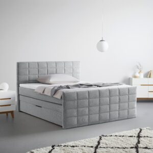 Boxspringbett Damon in Grau ca. 160x200cm Textil Mömax Möbel > Betten > Boxspringbetten Grau