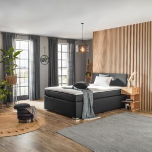 Boxspringbett Mali New in Schwarz ca. 140x200cm Textil Based Möbel > Betten > Boxspringbetten Schwarz