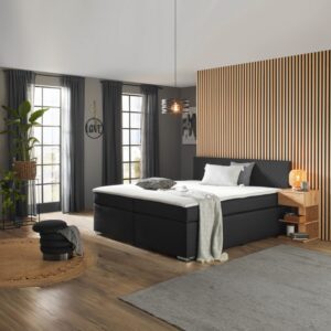 Boxspringbett Mali New Schwarz ca. 160x200cm Textil Based Möbel > Betten > Boxspringbetten Schwarz