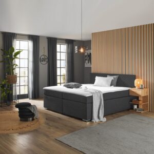 Boxspringbett Mali New Grau ca. 160x200cm Textil Based Möbel > Betten > Boxspringbetten Grau