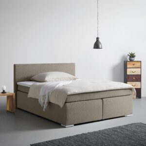 Boxspringbett Mira 2 Taupe ca. 180x200cm Holz, Metall, Textil Based Möbel > Betten > Doppelbetten Taupe