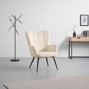 Sessel Gunvor Beige Holz, Metall, Textil Based Möbel > Sessel > Polstersessel Beige