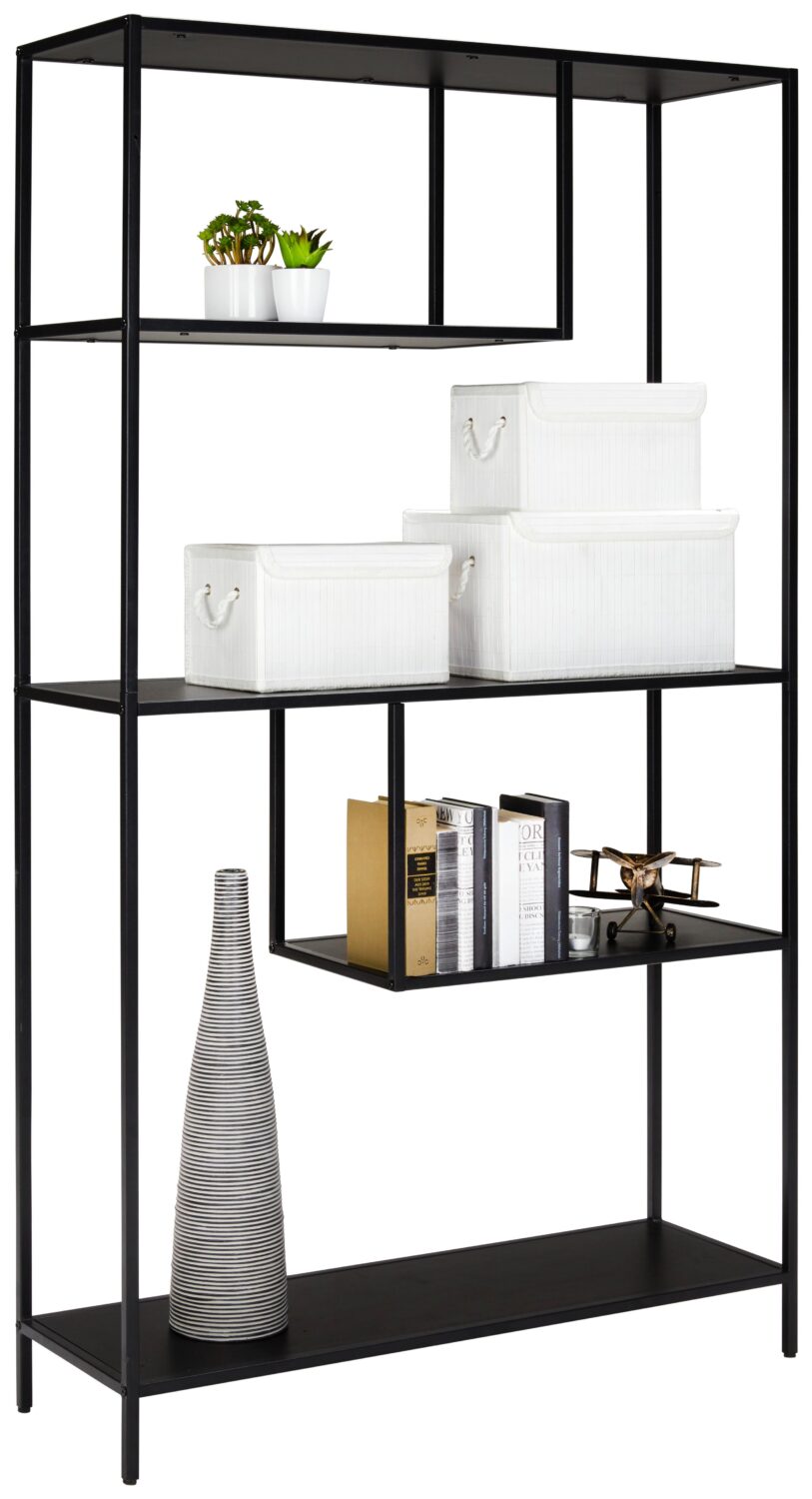 Regal in Schwarz Metall, Holzwerkstoff Mömax Wohnzimmermöbel Schwarz