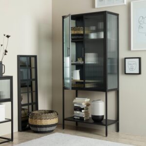 Vitrine Cube in Schwarz Glas Premium Living Möbel > Schränke > Vitrinen Schwarz