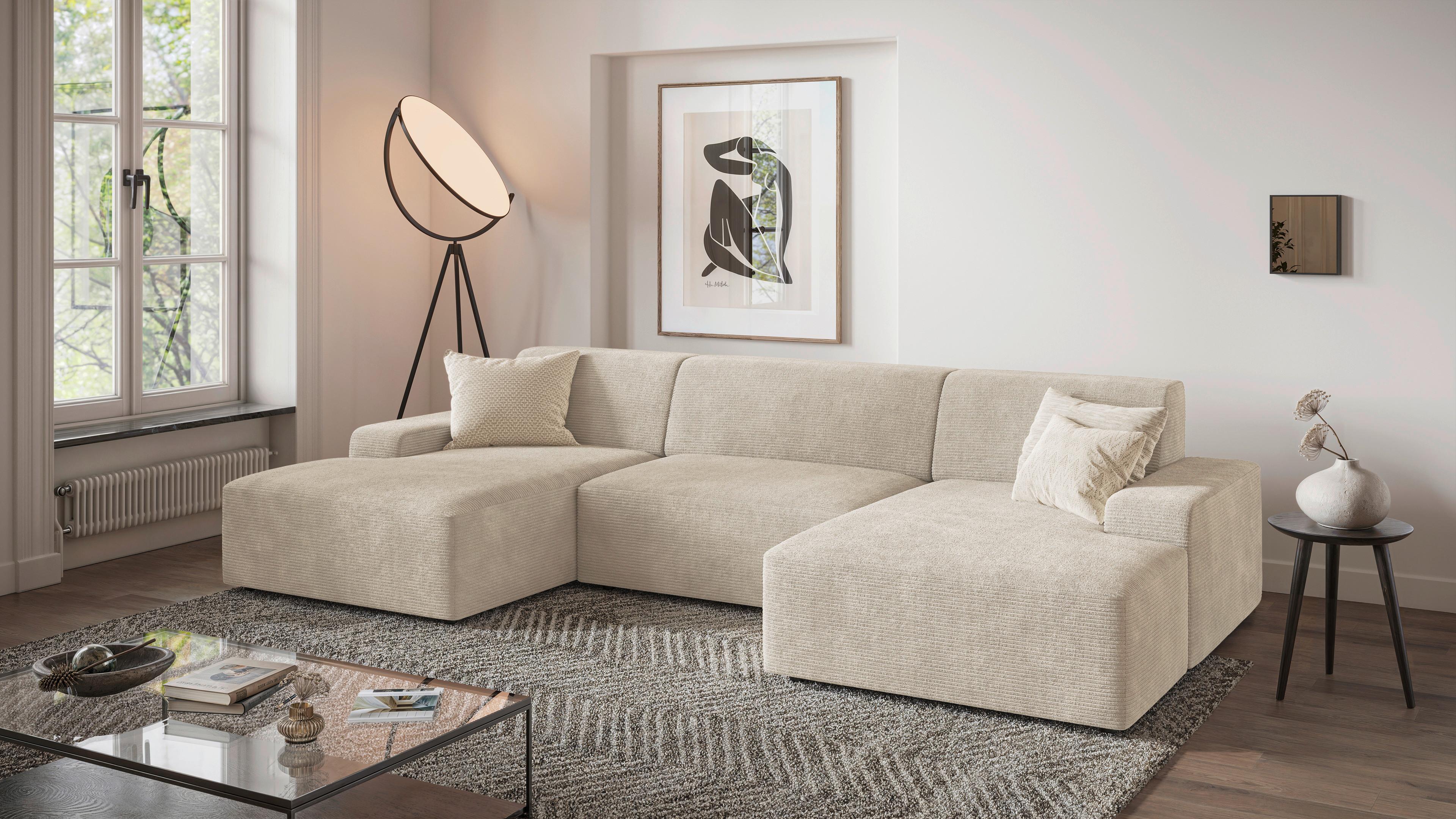WOHNLANDSCHAFT WIEN Textil Trendmanufaktur Möbel > Sofas & Couches > Wohnlandschaften > Wohnlandschaften U-Form Weiß