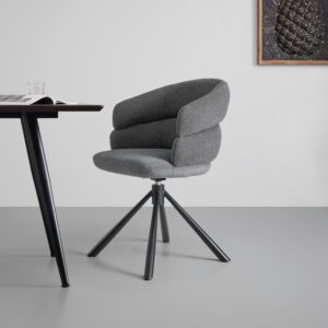 Armlehnstuhl Malia Grau Metall, Textil Premium Living Wohnzimmermöbel Grau