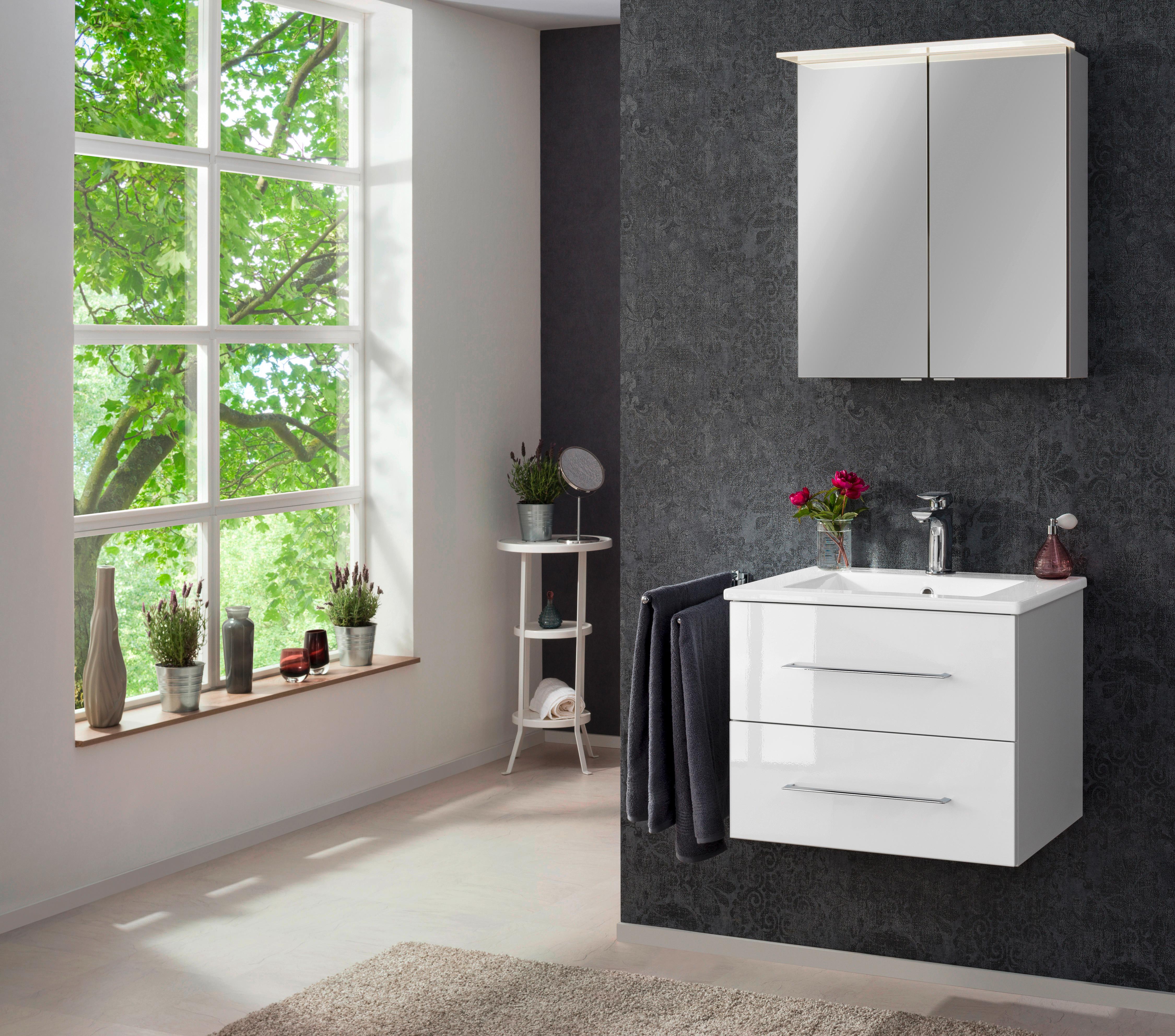 Waschtischkombi B.Perfekt Weiß Holzwerkstoff MID.YOU Möbel > Schränke > Badezimmerschränke > Waschtische Weiß