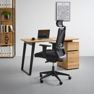 Schreibtisch Albero Naturfarben/Schwarz Holz Based Möbel > Tische > Schreibtische > Schreibtische Braun