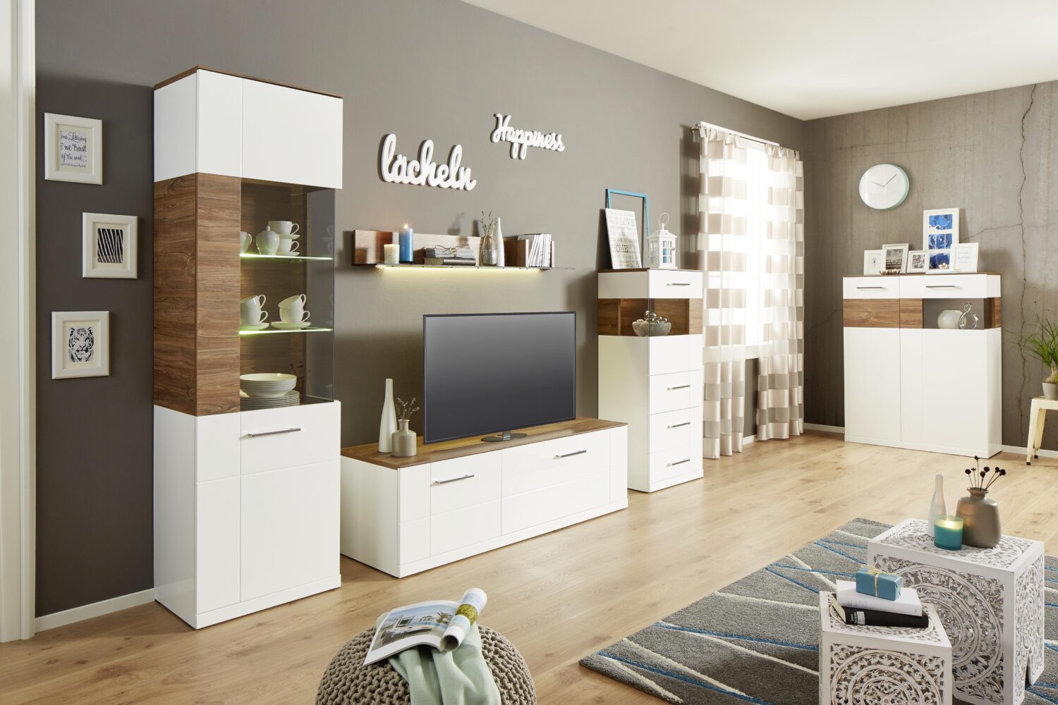 Hängeelement in Weiß Hochglanz Holz Premium Living Möbel > Kommoden & Schubladenschränke > Hängeelemente Weiß