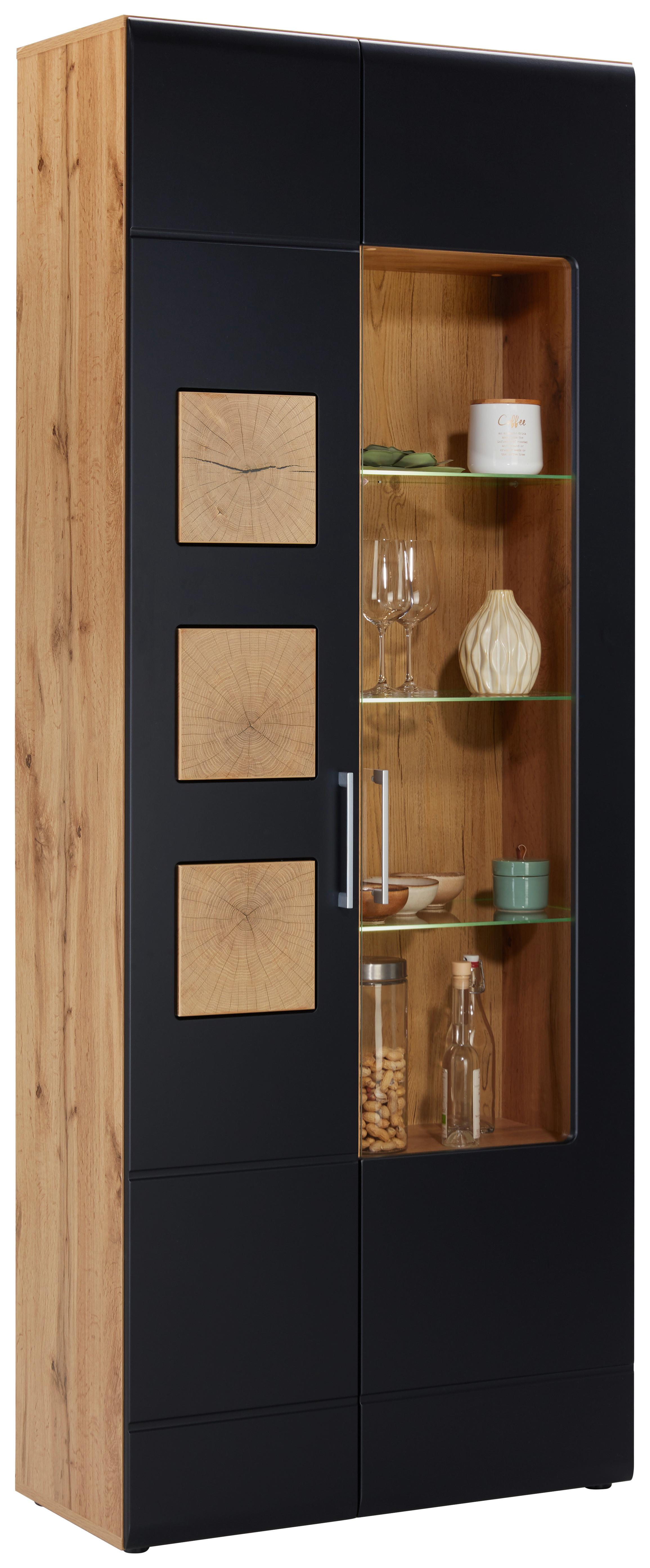 wohnli-moebel-suche-002737023602 Wohnli Möbelsuche - Vitrine in Schwarz/Eichefarben