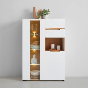 Vitrine Dallas Weiß/Eiche Artisan Holzwerkstoff Mömax Möbel > Schränke > Vitrinen Weiß