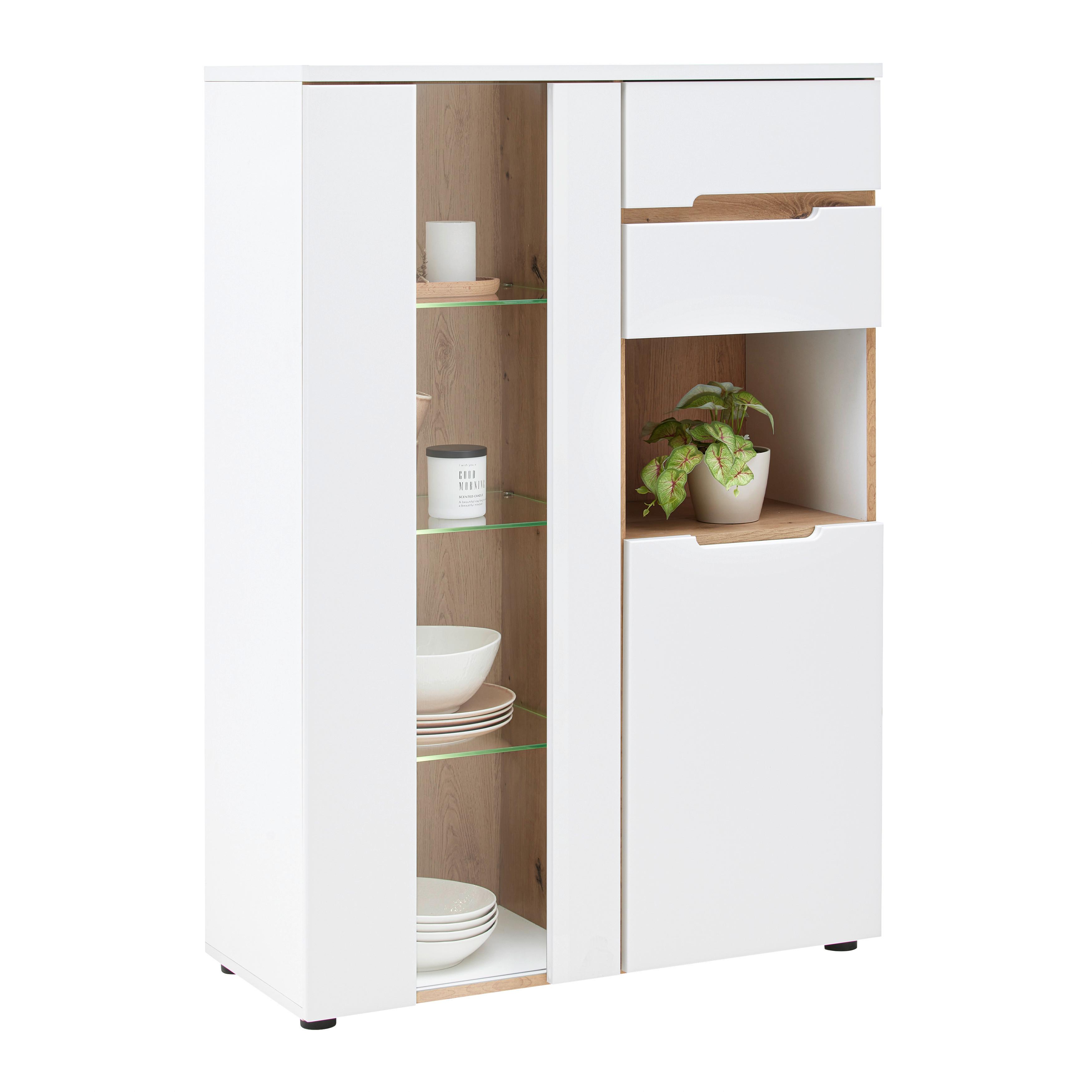 wohnli-moebel-suche-002737046602 Wohnli Möbelsuche - Vitrine Dallas Weiß/Eiche Artisan