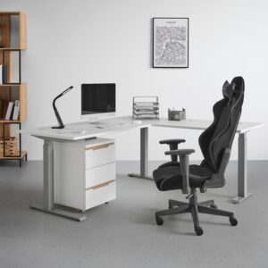 Eckschreibtisch Dallas Weiß Metall, Holzwerkstoff Mömax Möbel > Tische > Schreibtische > Eckschreibtische Weiß