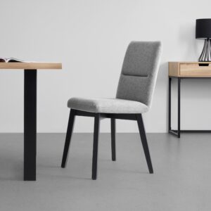 Stuhl Canon in Grau Webstoff Holz, Textil Based Möbel > Stühle > Esszimmerstühle > Holzstühle Grau