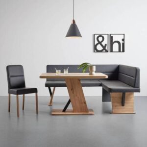 Eckbank Solar in Schwarz Lederlook Holz, Textil Based Möbel > Bänke > Eckbänke Schwarz