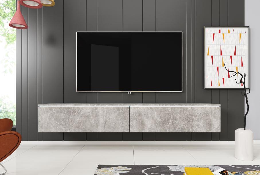 Lowboard ca. 180x30 cm mit LED Beton Optik Holzwerkstoff P & B Möbel > TV-Möbel Grau