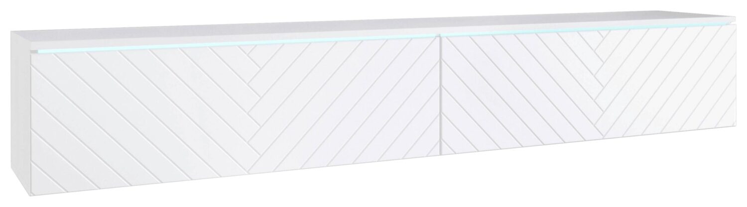 Wohnli Möbelsuche - Lowboard ca. 180x30 cm mit LED Fischgräte Weiß