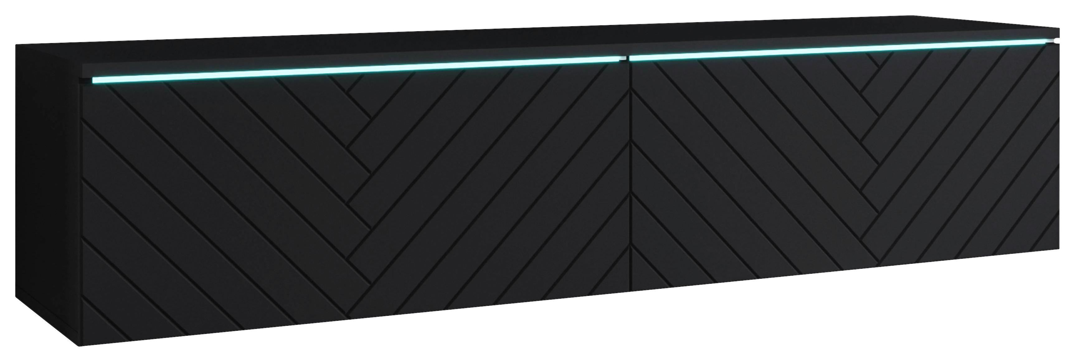 wohnli-moebel-suche-002778000611 Wohnli Möbelsuche - TV-Lowboard mit LED ca. 140x30 cm Schwarz Fischgr.