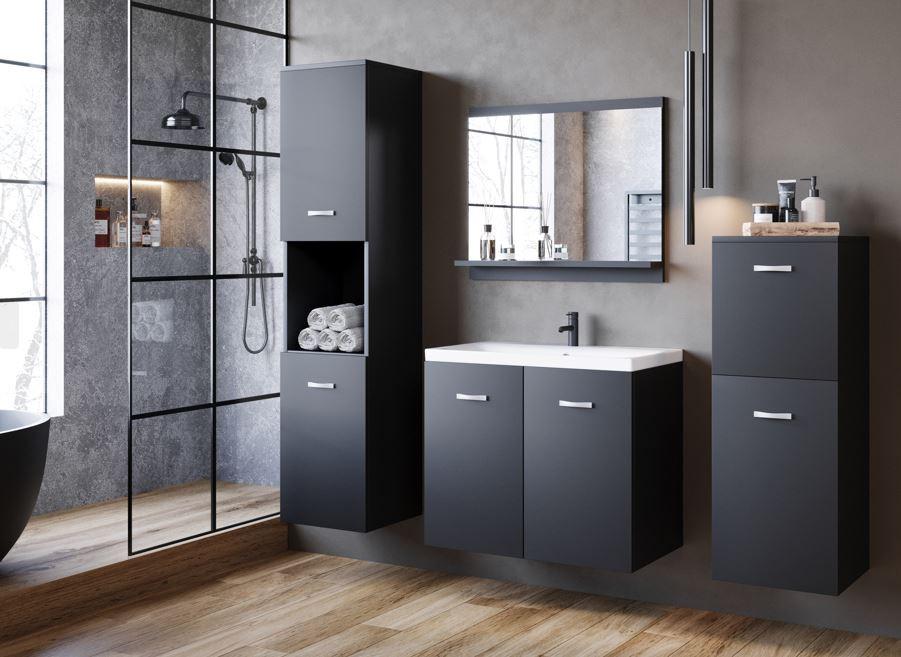 Wohnli Möbelsuche - Badmöbel-Set 4-tlg. Malo ca. 140 cm Schwarz