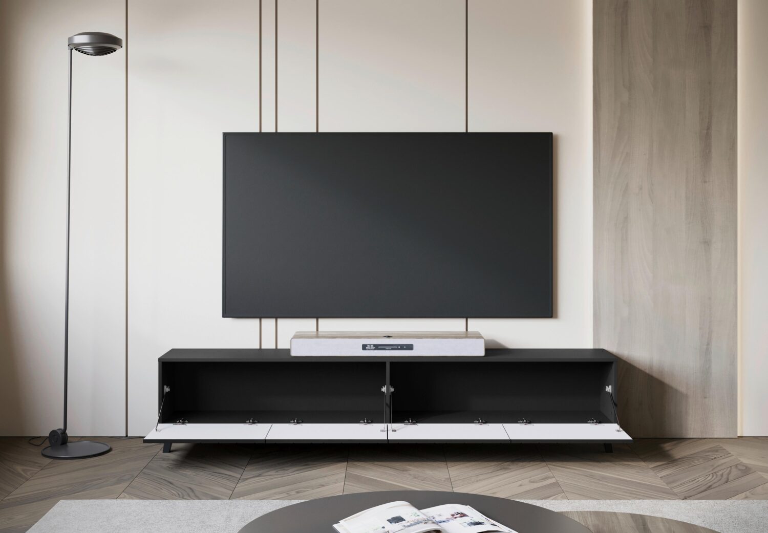 Lowboard Phuket ca. 190x42 cm Schwarz Holzwerkstoff Livetastic Möbel > TV-Möbel Schwarz