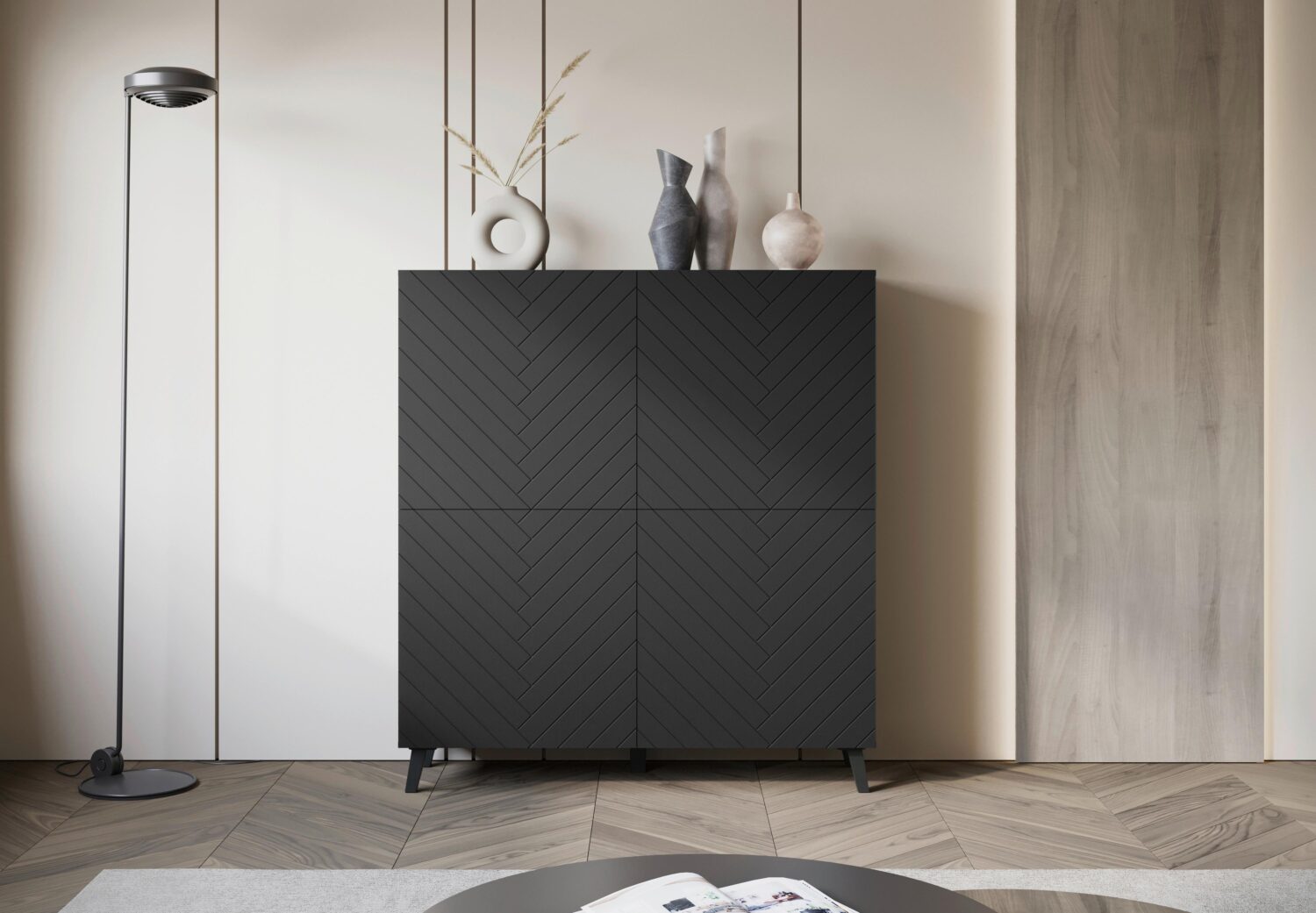 Highboard Phuket ca. 120x132 cm Schwarz Holzwerkstoff Livetastic Wohnzimmermöbel Schwarz