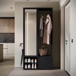 Garderobe Dino ca. 90x190 cm Schwarz Holzwerkstoff MID.YOU Garderoben Schwarz