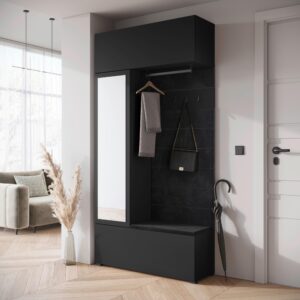 Garderobe Tejo ca. 115x232 cm Schwarz Holzwerkstoff Livetastic Garderoben Schwarz