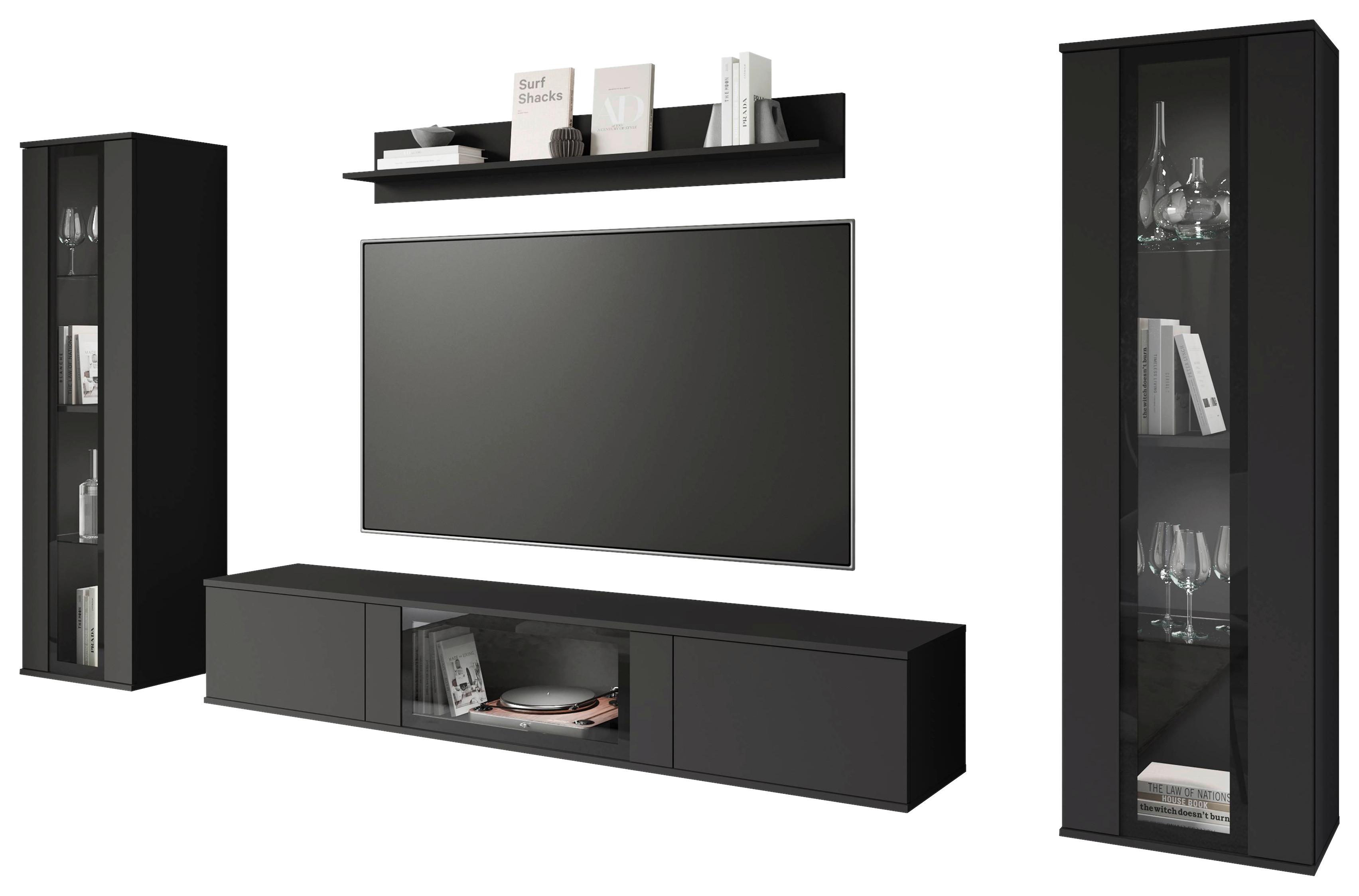 Wohnli Möbelsuche - Wohnwand Caro Schwarz ca. 262x141