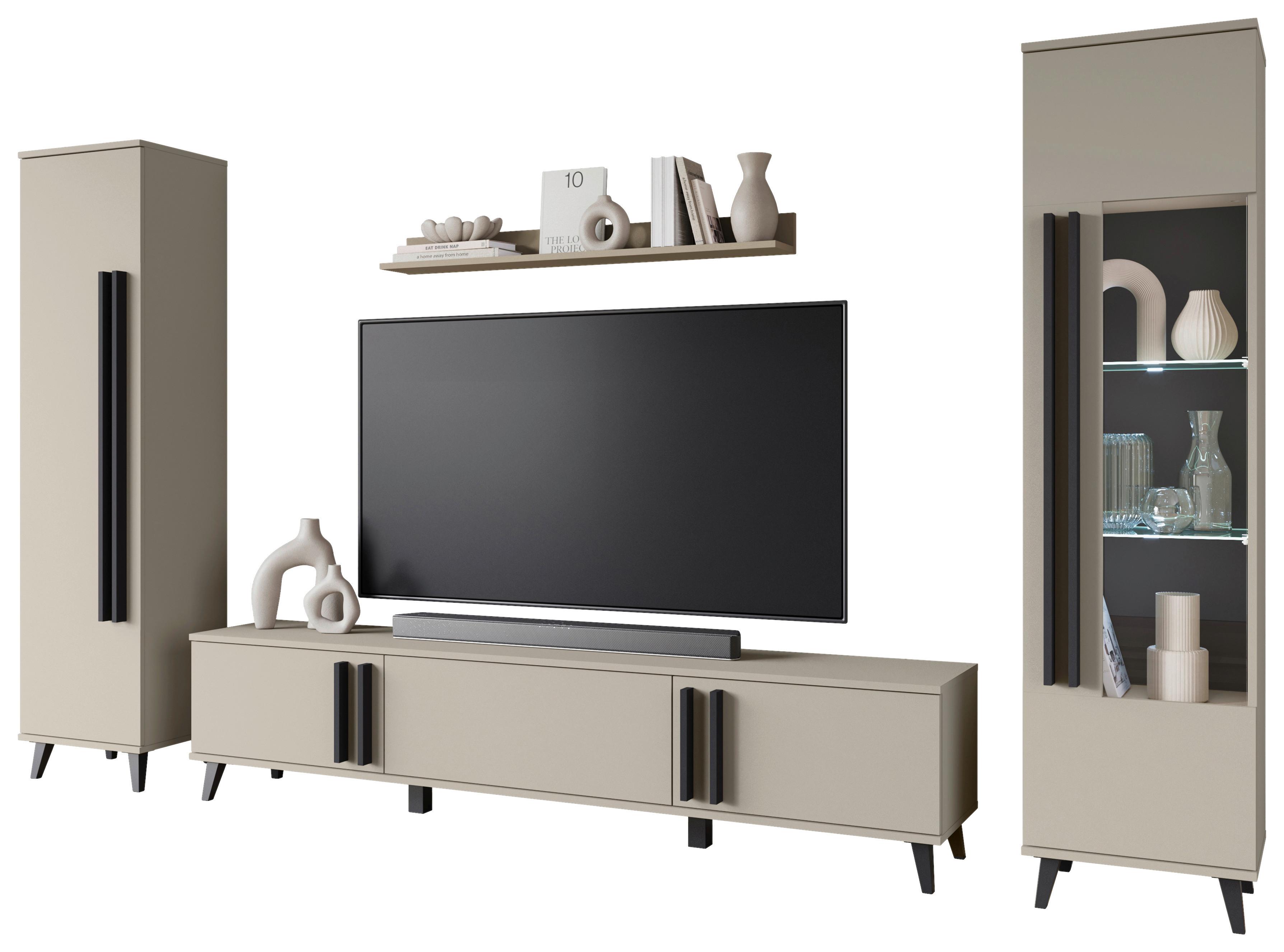 Wohnli Möbelsuche - Wohnwand Helsinki Beige ca. 260x159