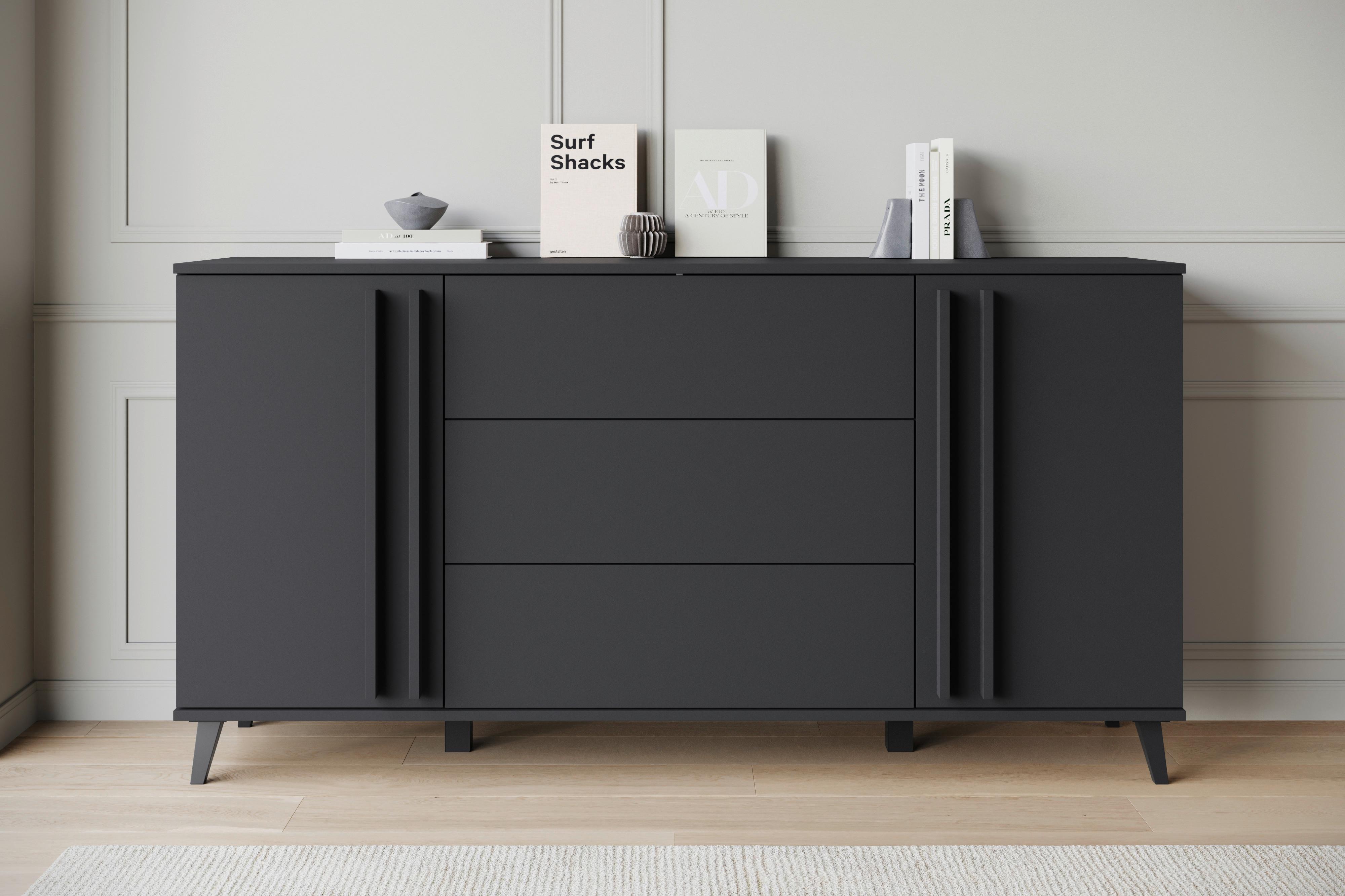 Wohnli Möbelsuche - Sideboard Helsinki 150 Schwarz ca. 150x77