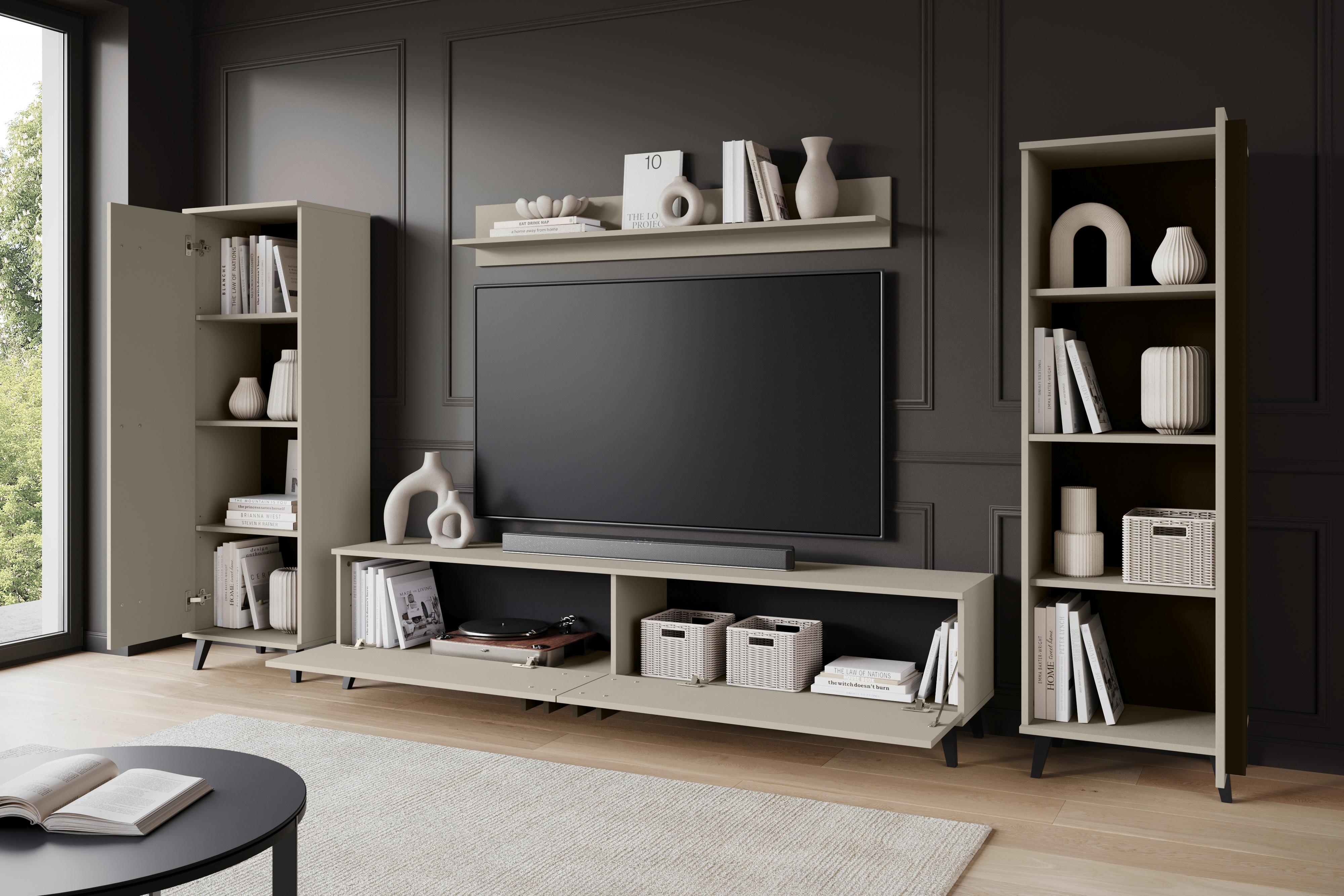 Wohnwand Helsinki Beige ca. 270x140x33cm Holzwerkstoff P & B Möbel > TV-Möbel Beige