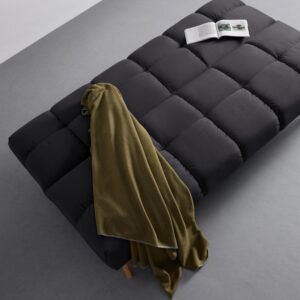 Schlafsofa Alva Schwarz Webstoff Holz, Textil Bessagi Home Wohnzimmermöbel Schwarz